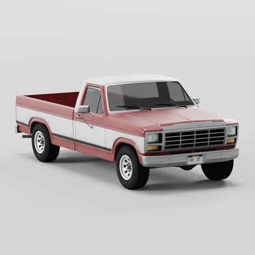 Highly detailed Blender 3D model of a red and white pickup truck, ideal for real-time rendering and game assets.