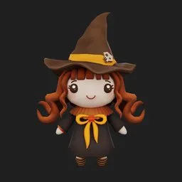 Little witch (Rigged and animated)