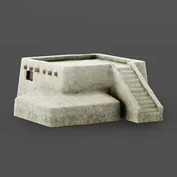 Detailed 3D representation of an ancient desert structure suitable for Blender rendering and game environments.