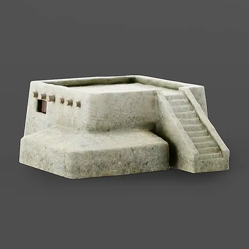 Detailed 3D representation of an ancient desert structure suitable for Blender rendering and game environments.