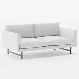 Modern gray two-seater 3D model of a minimalist sofa with sleek metal legs for Blender rendering.