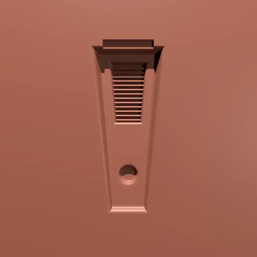 3D Blender sculpting brush creating a vertical vent slit effect on model surface.