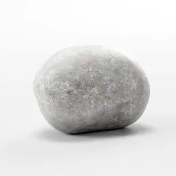 "River Rock#6: A low-poly, hand-sculpted PBR river rock or stone, rendered in Blender 3D. This smooth boulder, inspired by György Rózsahegyi's surrealism, features fine art hyperrealism and a grey sky backdrop. Explore this high-definition, lossless 3D model for your Blender 3D projects in the environment elements category."