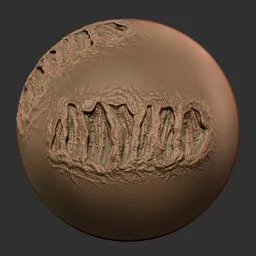 3D sculpting brush imprint for mutant/zombie skin textures in Blender modeling.