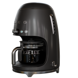 Highly detailed black coffee machine 3D model rendered in Blender, featuring sleek design and modern style.