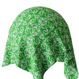 Green patterned fabric