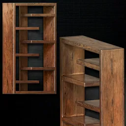 Vintage Wooden Corner Shelf (Low Poly)