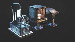 Detailed futuristic 3D printer model with intricate design for Blender 3D modeling and animation projects.