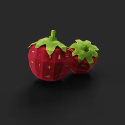 Low Poly Fruit Strawberry