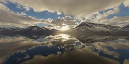 Glacier Lake and Mountains Sunset