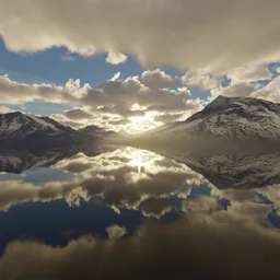 Glacier Lake and Mountains Sunset