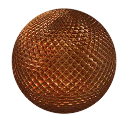 High-quality orange chrome PBR material with a triangular pattern for 3D modeling in Blender and other software.