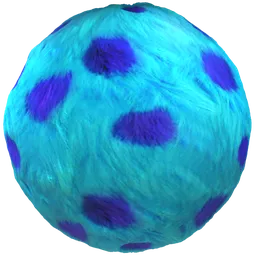 Realistic blue and purple PBR Monster Fur 02 texture for 3D Blender material creation with adjustable settings.