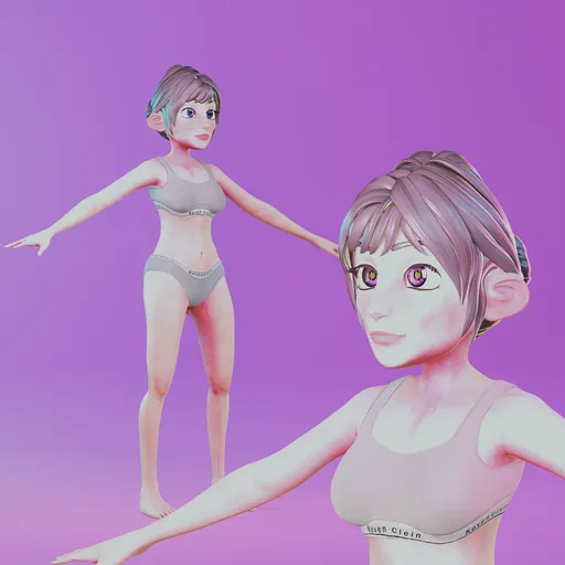 Stylized Cartoon Old Woman Character - Rigged (Rigify)