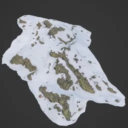 Detailed 3D model showcasing snow-covered rocks with realistic textures for Blender rendering and landscape design.