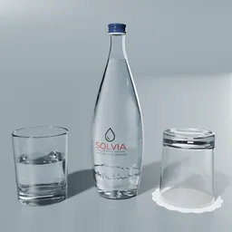 Bottle and glasses of water set