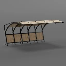 "Get your garden ready with our intricately detailed Pergola 3D model for Blender 3D. This commercially ready model features a wooden bench and canopy with a sturdy metal frame, perfect for shading your parked car. Download now on Gumroad or Renderhub Next2020."