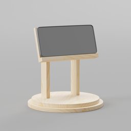 "DIY phone stand 3D model for Blender 3D - a wooden stand designed for phones, easy to make and customizable using the Measureit Tools addon. Perfect for your desk and phone setup."