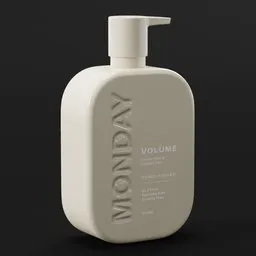 "Soap Shampoo Beige Bottle - 3D model for Blender 3D: A stylish monochrome bottle of liquid on a black surface, inspired by William Berra, with clean hair design. This lowpoly rectangle bottle in sage green, designed by Sarah Morris, is perfect for your utility projects. Get it now from BlenderKit."
