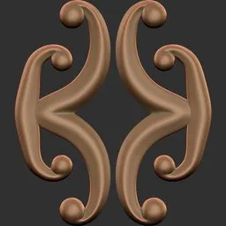 Detailed symmetrical 3D sculpting imprint for Blender showcasing filigree surface design.