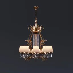 Golden Chandelier With Fabric Shade