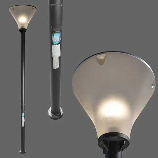 Detailed Blender 3D model of a street light with removable stickers, textures from Substance Painter.