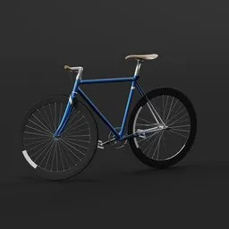 "Scatto italiano - bicycle fixed, a sleek steel fixed gear bicycle model with wooden seat. Italian artisanal production, designed with realistic body structure, available for Blender 3D software. Perfect for dynamic artistic projects."