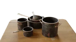 Realistic vintage metal cup 3D models, aged texture, for Blender rendering, ideal for antique scenes.