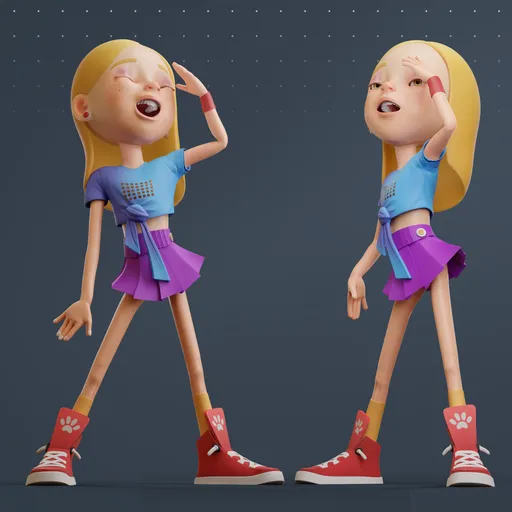 Stylized Cartoon Girl Character