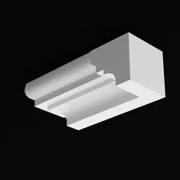 Detailed 3D crown molding carving for architectural visualization in Blender, showcasing design precision and modularity.