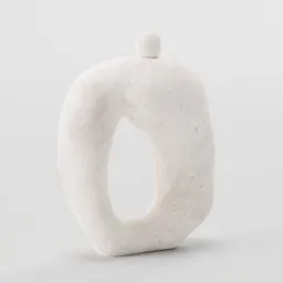 "Contemporary 3D model organic sculpture inspired by Per Kirkeby and Vija Celmins, created with Blender 3D software. The sculpture stands 50cm tall and features soft monochromatic colors with a torus ring shape. Perfect for modern decor."