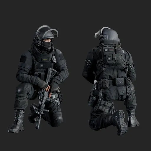 Police Tactical Unit Kneeling Rest