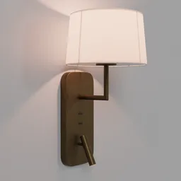 Detailed 3D rendering of a modern wall-mounted lamp with USB ports, designed for Blender integration.