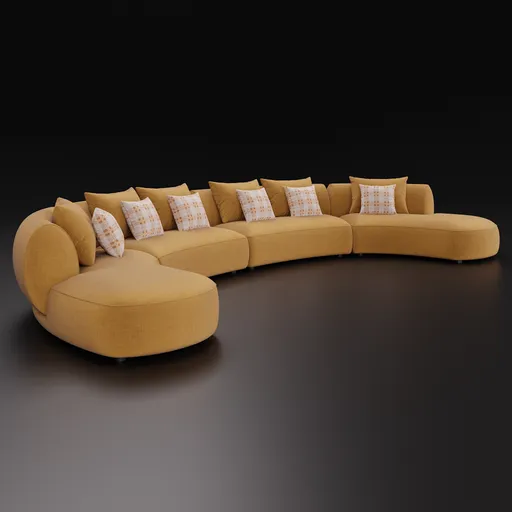 High-quality realistic modular sofa 3D model, with changeable fabric texture, compatible with Blender 4.0+.