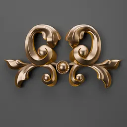 Intricately designed 3D model of golden classic ornament for enhancing Blender projects.