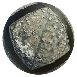 Scan Rusty metal manhole cover