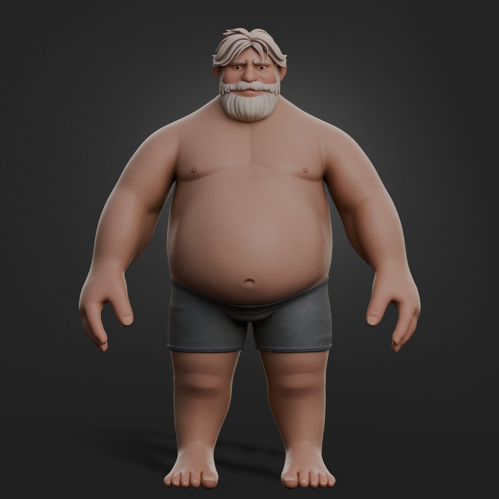 Stylized Fat Character | Men models | Blendkit
