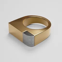 "Golden ring with 3 precious gems and unique design, inspired by Heinrich Bichler and Kawai Gyokudō. Created in Blender 3D software for exercise category on BlenderKit."