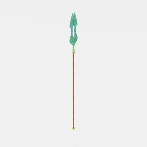Detailed 3D Blender model of a vibrant, hand-painted stone spear perfect for game assets.