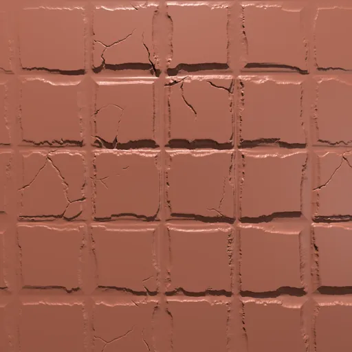 3D sculpting brush effect for creating realistic cracked terracotta tiles in Blender models.
