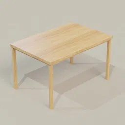Realistic 3D wooden table model with detailed textures, perfect for Blender rendering and visualization.