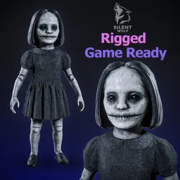Creepy Doll Girl-Rigged-Animated