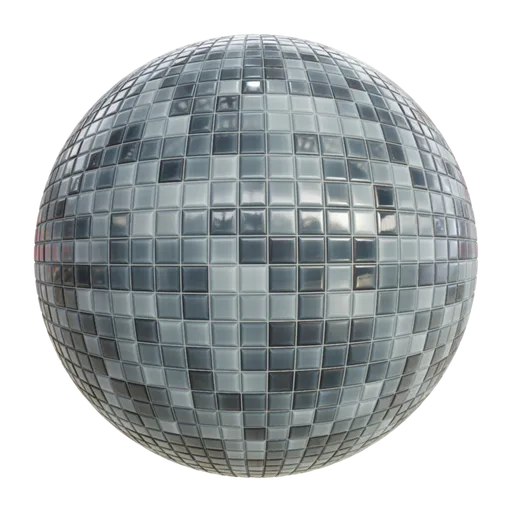 Realistic blue small tiles PBR material for 3D rendering in Blender, enhanced with external textures for added realism.