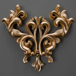 Intricate 3D baroque ornament model enhancing classic design with detailed texturing, ideal for Blender-enhanced projects.