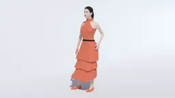 Low Poly Long Dress Woman