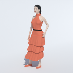 Low Poly Long Dress Woman