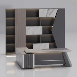 Executive Office Desk and Cabinet