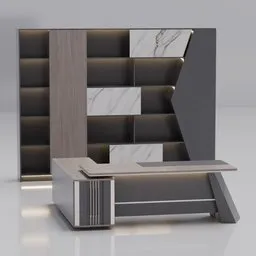 Executive Office Desk and Cabinet