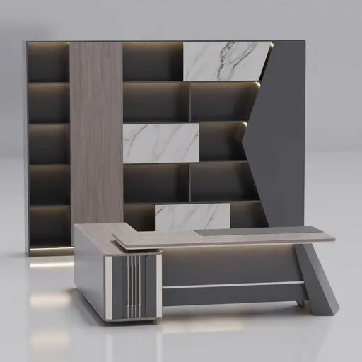 Executive Office Desk and Cabinet