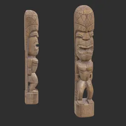 Tiki God Monolith Head Statue Aged Wood